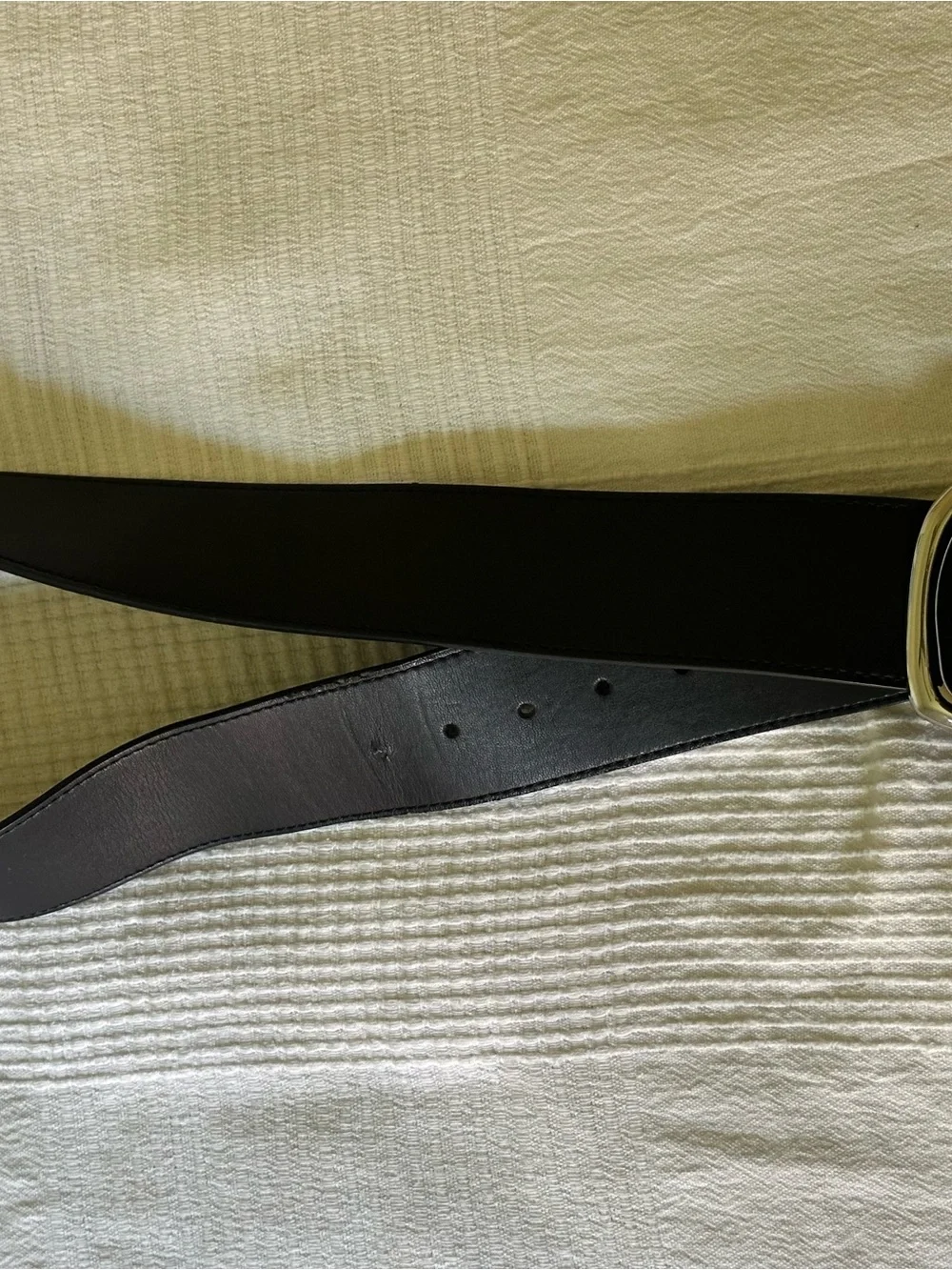Black Leather Belt with Polished Silver Buckle